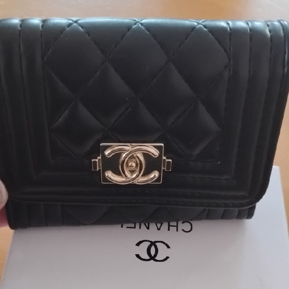 Chanel Black Quilted Wallet with Signature CC Lock